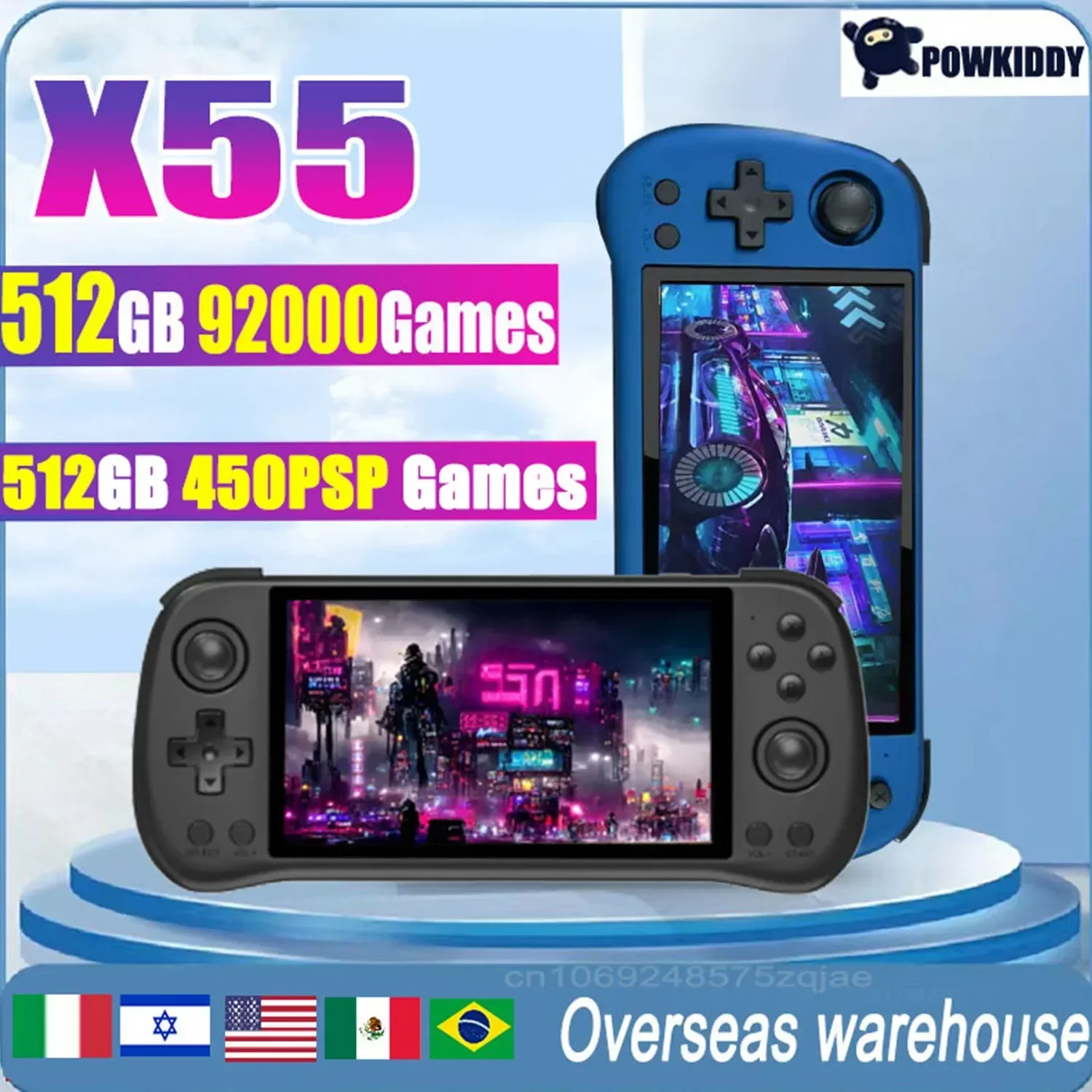 POWKIDDY X55 5.5INCH IPS Scree - Gaming Console X55 ulasan dan harga