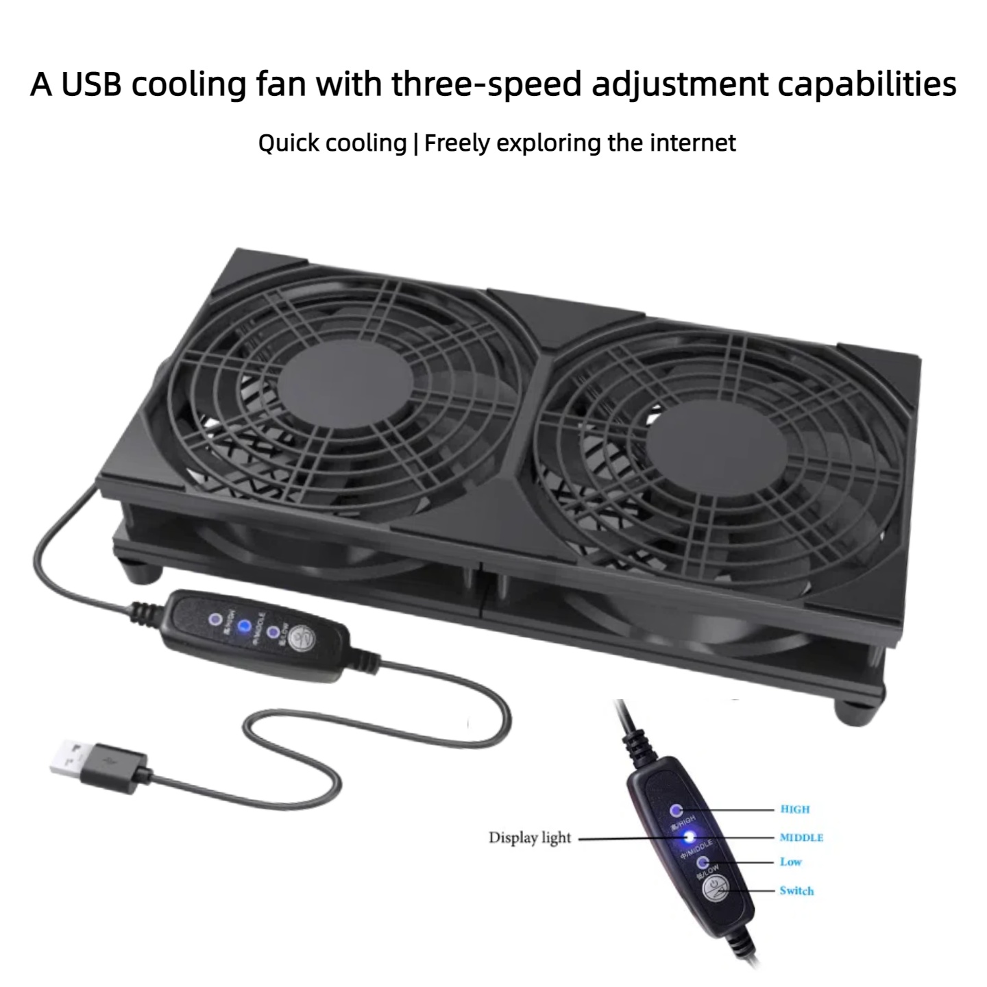Dual USB Cooling Fan with 3-Sp - Console Cooling Fan ulasan dan harga