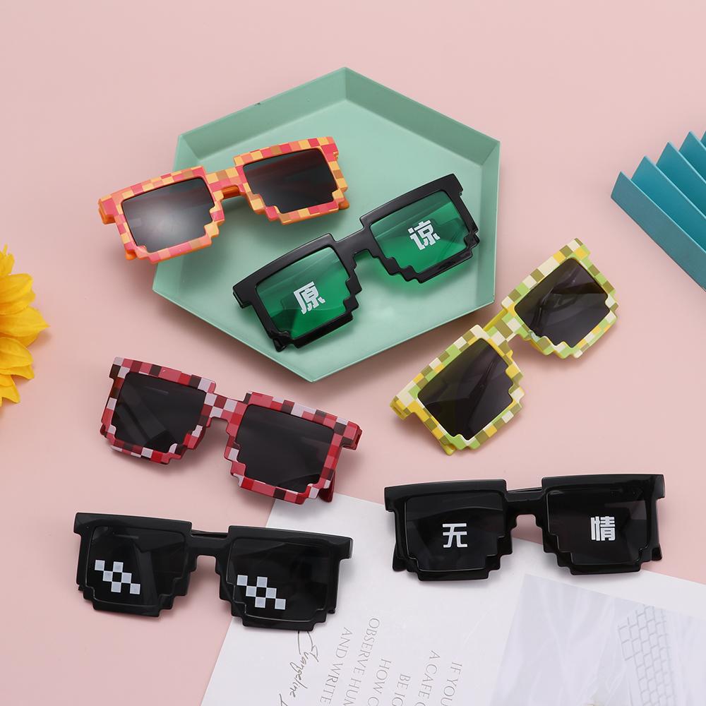 Funny Pixelated Mosaic Glasses - Gaming Glasses Uv ulasan dan harga