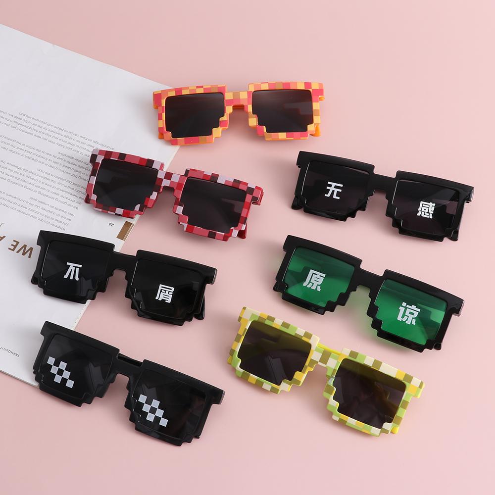 Funny Pixelated Mosaic Glasses - Gaming Glasses Uv ulasan dan harga