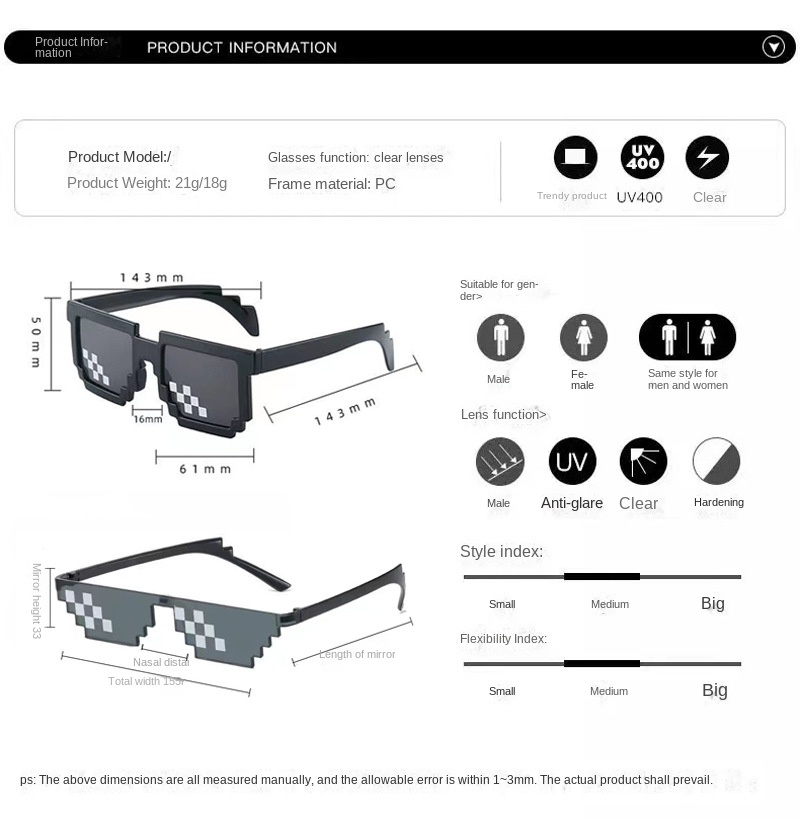 Mosaic For Men And Women Pixel - Gaming Glasses Uv ulasan dan harga